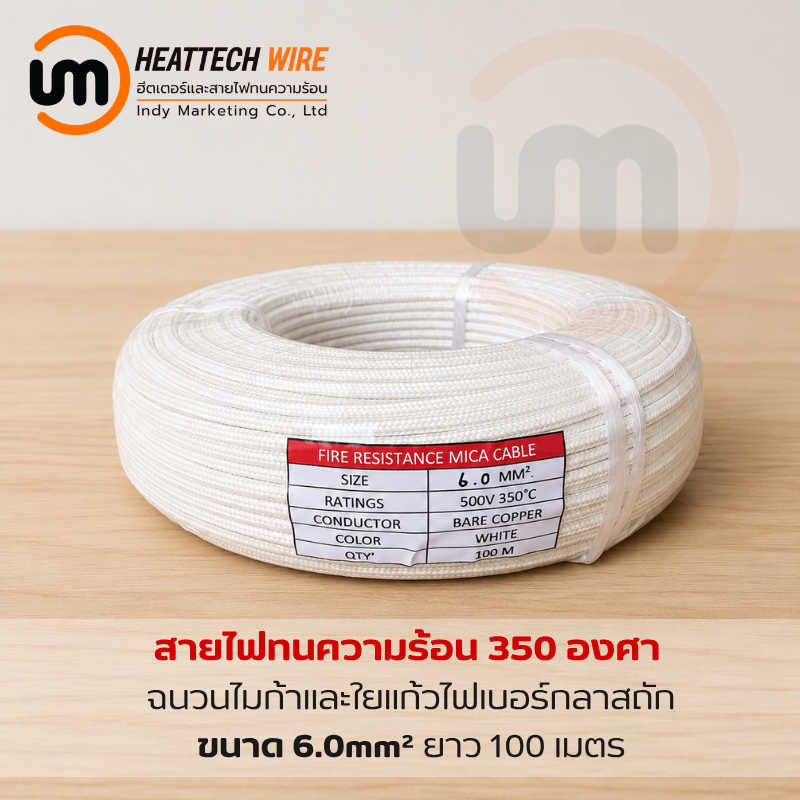 สายไฟทนความร้อน 350 องศา ขนาด 6sq.mm. (mm²) 